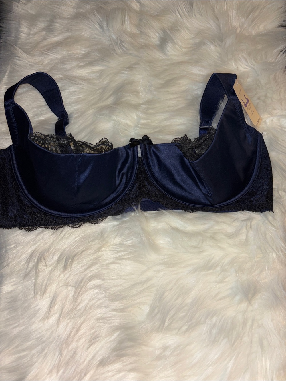 Lane Bryant Navy & Black Satin Lace Underwire Bra